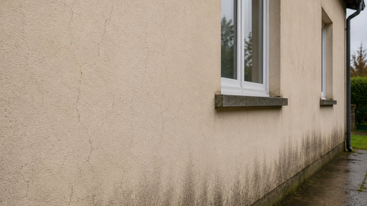 Image générée : Façade texturée et fenêtre encadrée