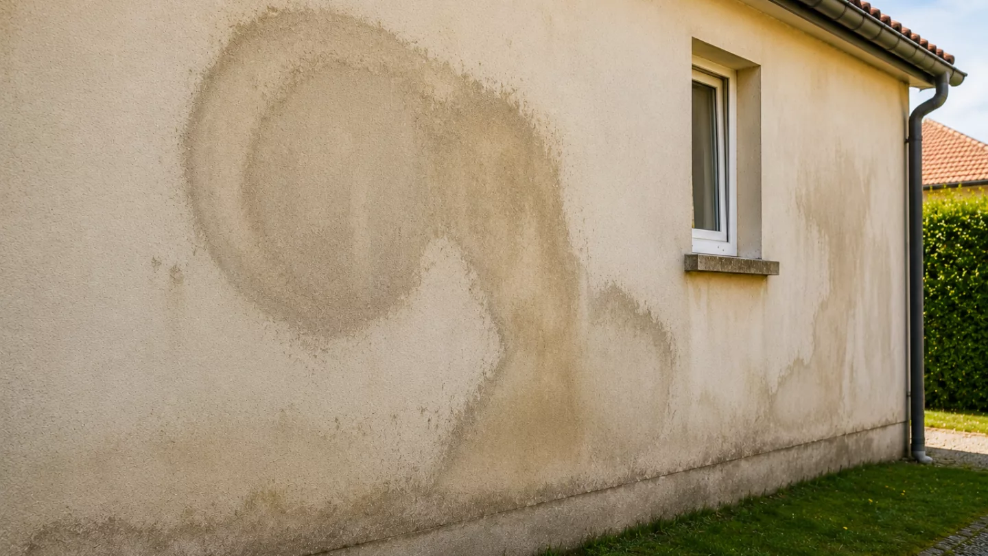 Image générée : Mur d'extérieur taché d'humidité