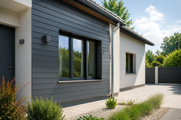 Image générée : Maison moderne en extérieur sous le soleil