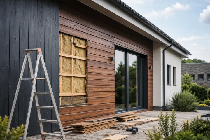 Image générée : Maison moderne en rénovation extérieure