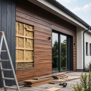 Image générée : Maison moderne en rénovation extérieure