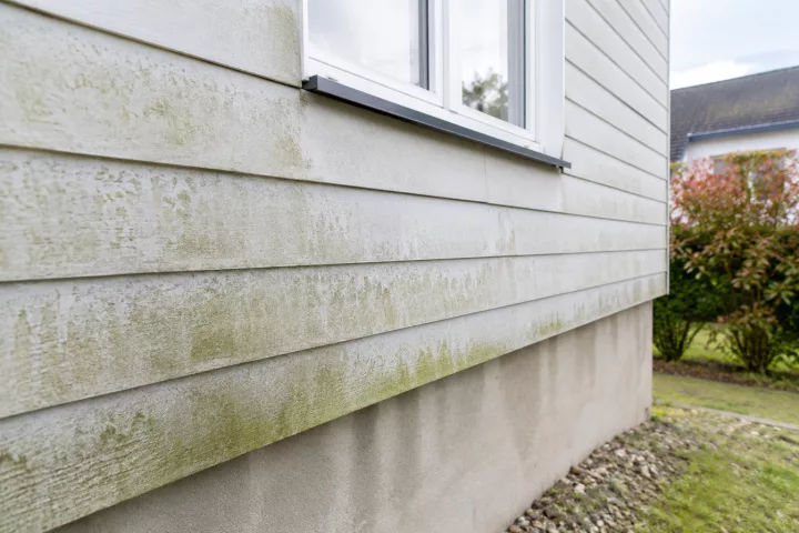 Image générée : Mur extérieur avec fenêtre et mousse