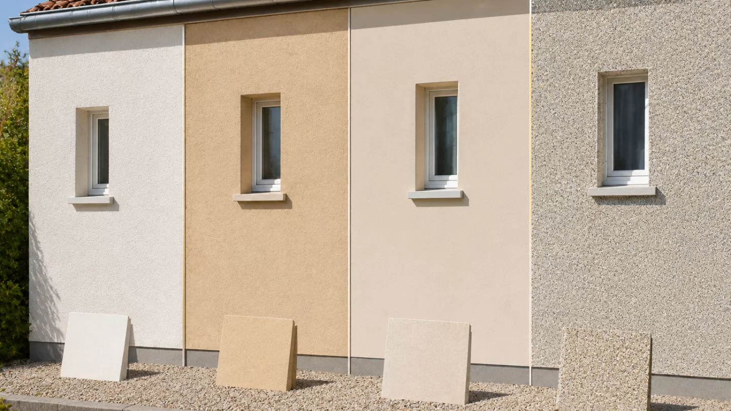 Image générée : Échantillons de façade sous ciel dégagé