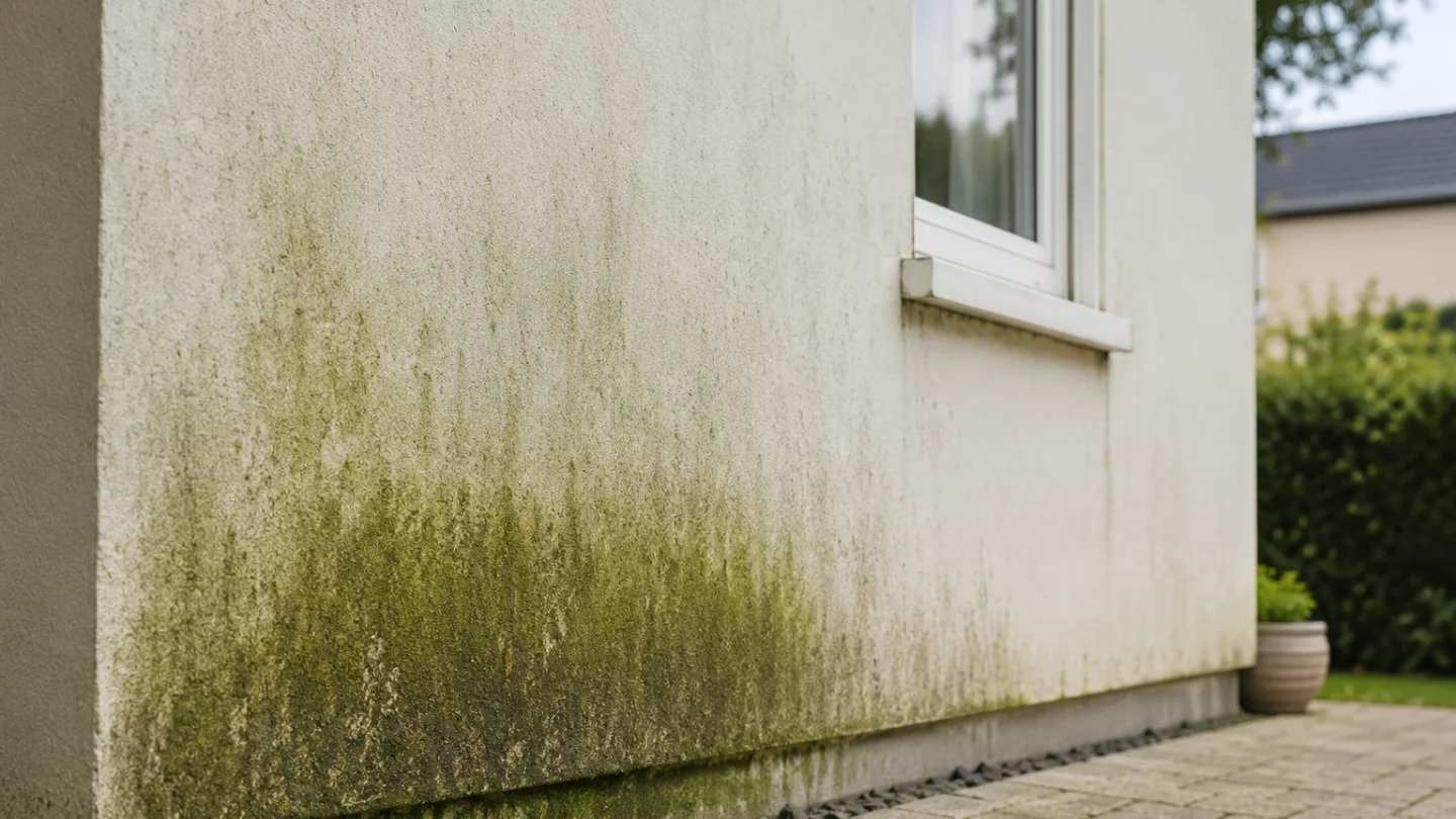 Image générée : Mur avec moisissure et fenêtre extérieure