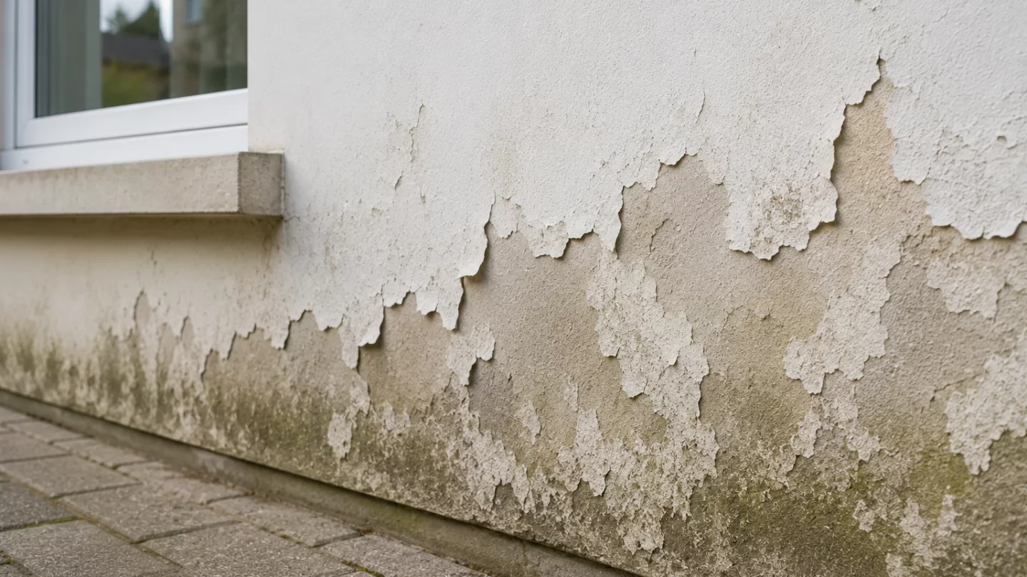 Image générée : Mur avec peinture écaillée et moisissure