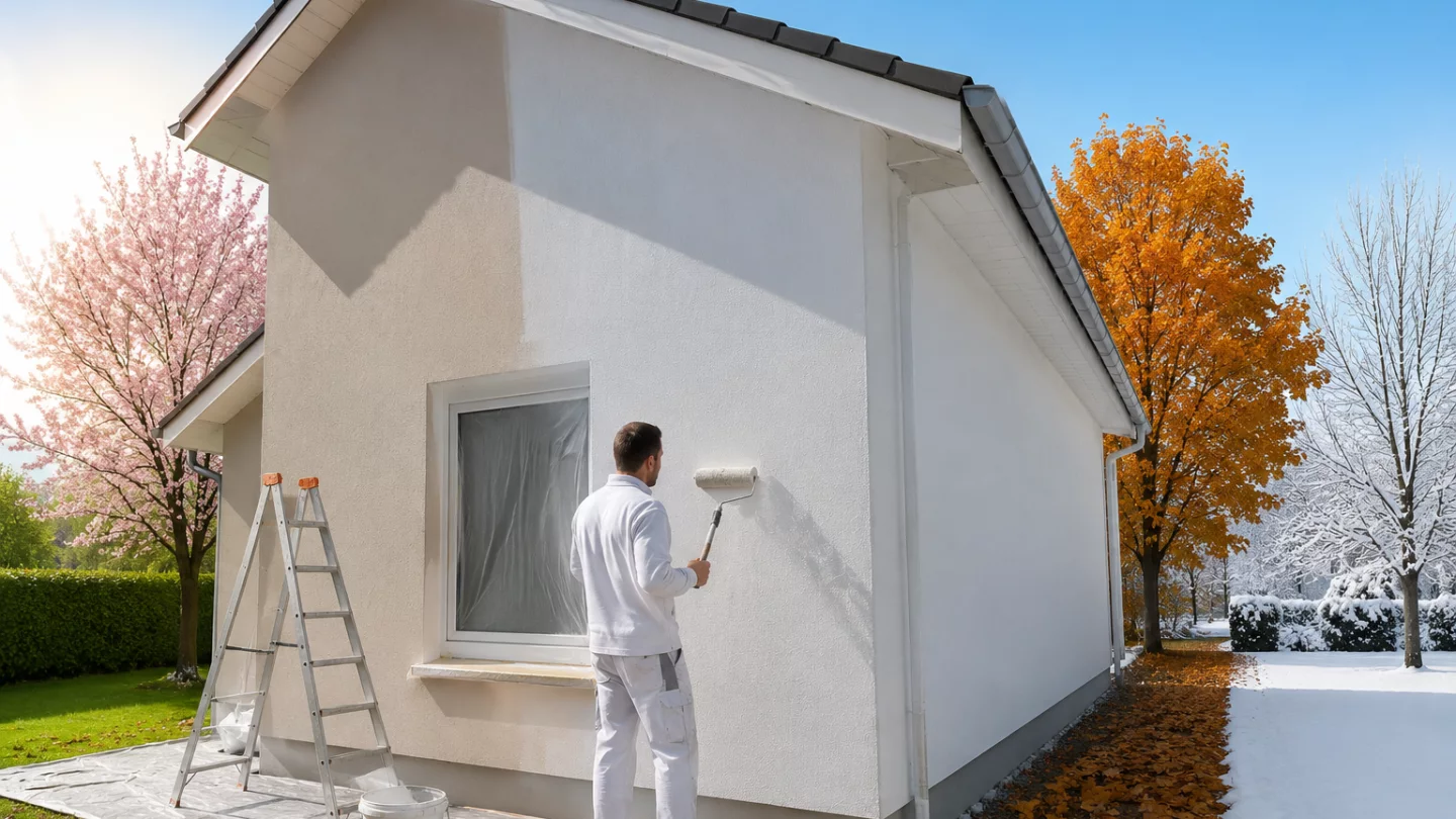 Image générée : Maison en peinture à travers les saisons