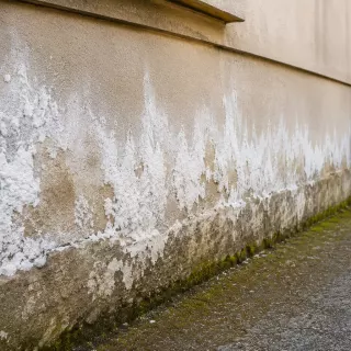 Illustration de Que révèle la présence de salpêtre sur un mur extérieur ?