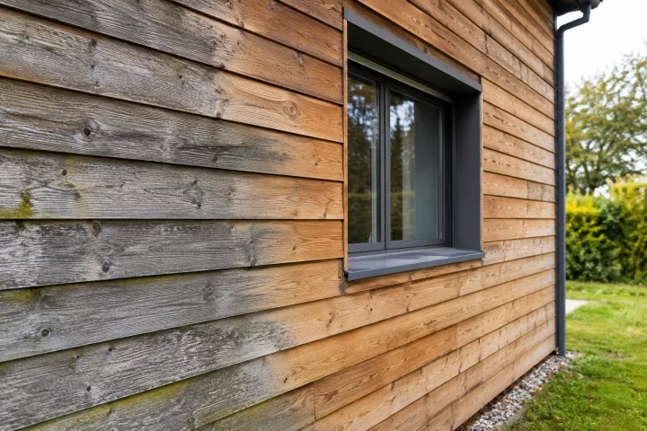 Image générée : Mur en bois moderne avec fenêtre