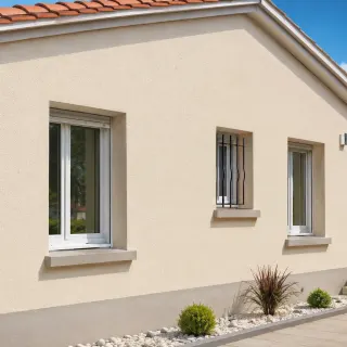 Image générée : Maison typique à l'ombre du ciel bleu
